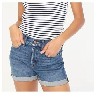 J Crew High Rise Denim Cutoff Shorts Mid‎ Wash Distressed Cuffed Womens Size 31